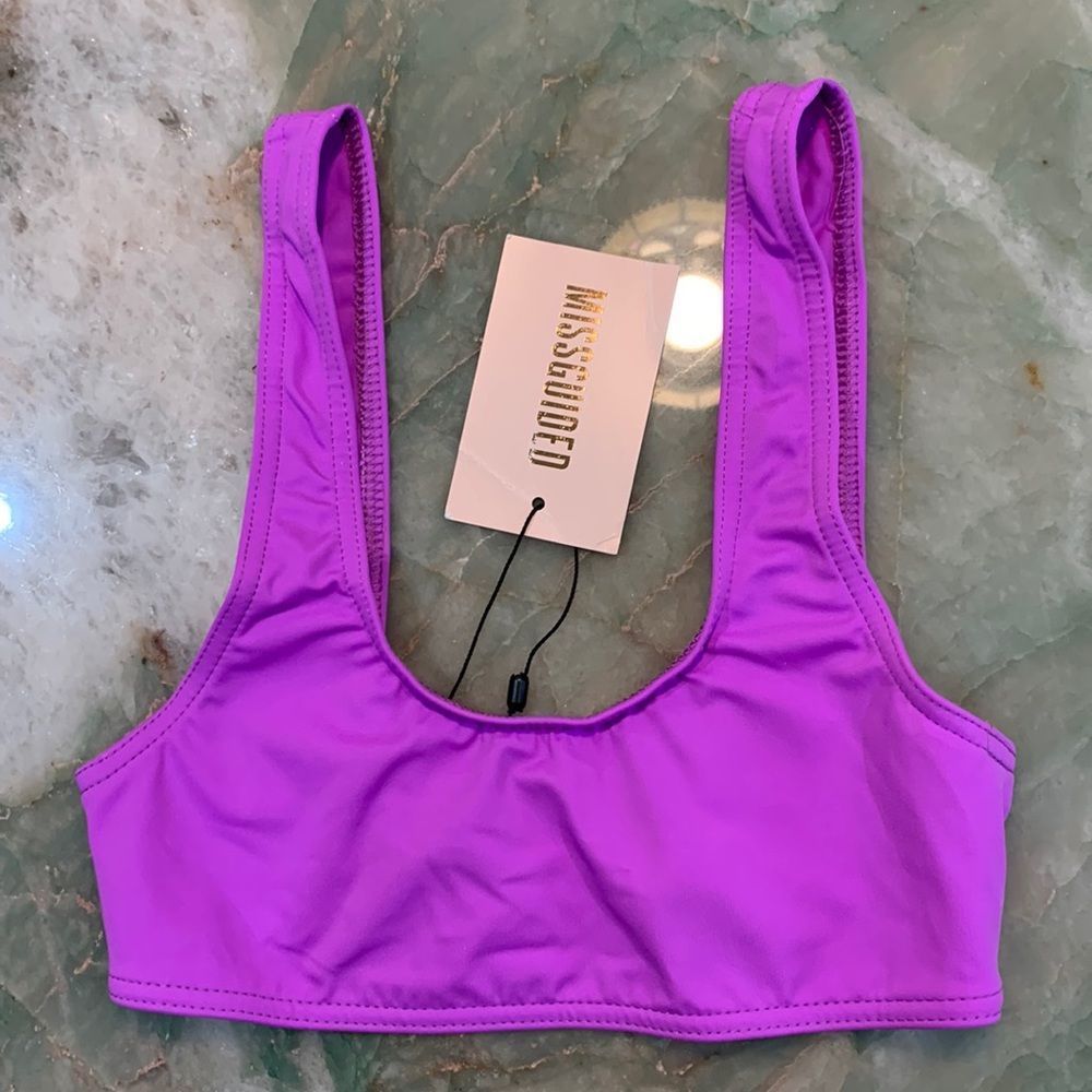MISSGUIDED Fuchsia Thick Strap Scoop Neck Bikini Top sz 2